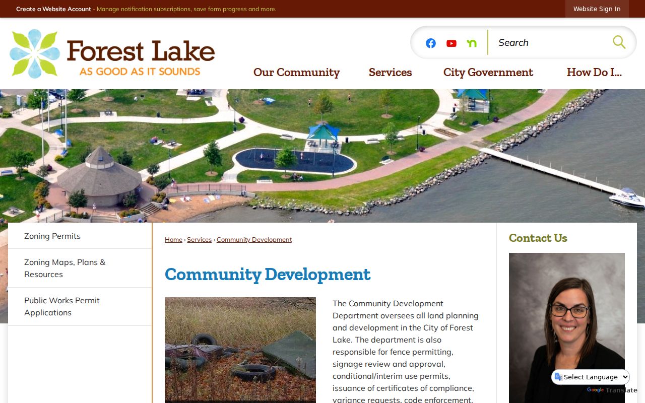 Forest Lake street directory reference to city community development records