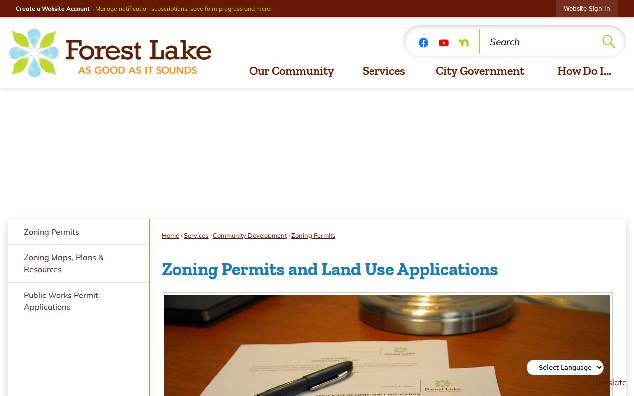 Forest Lake street directory reference to zoning and permit records