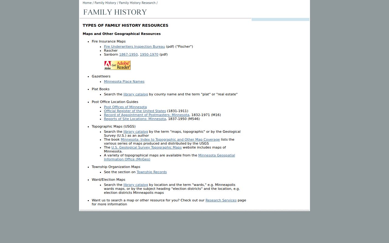 Forest Lake previous residents house-history research through the Minnesota Historical Society genealogy maps guide