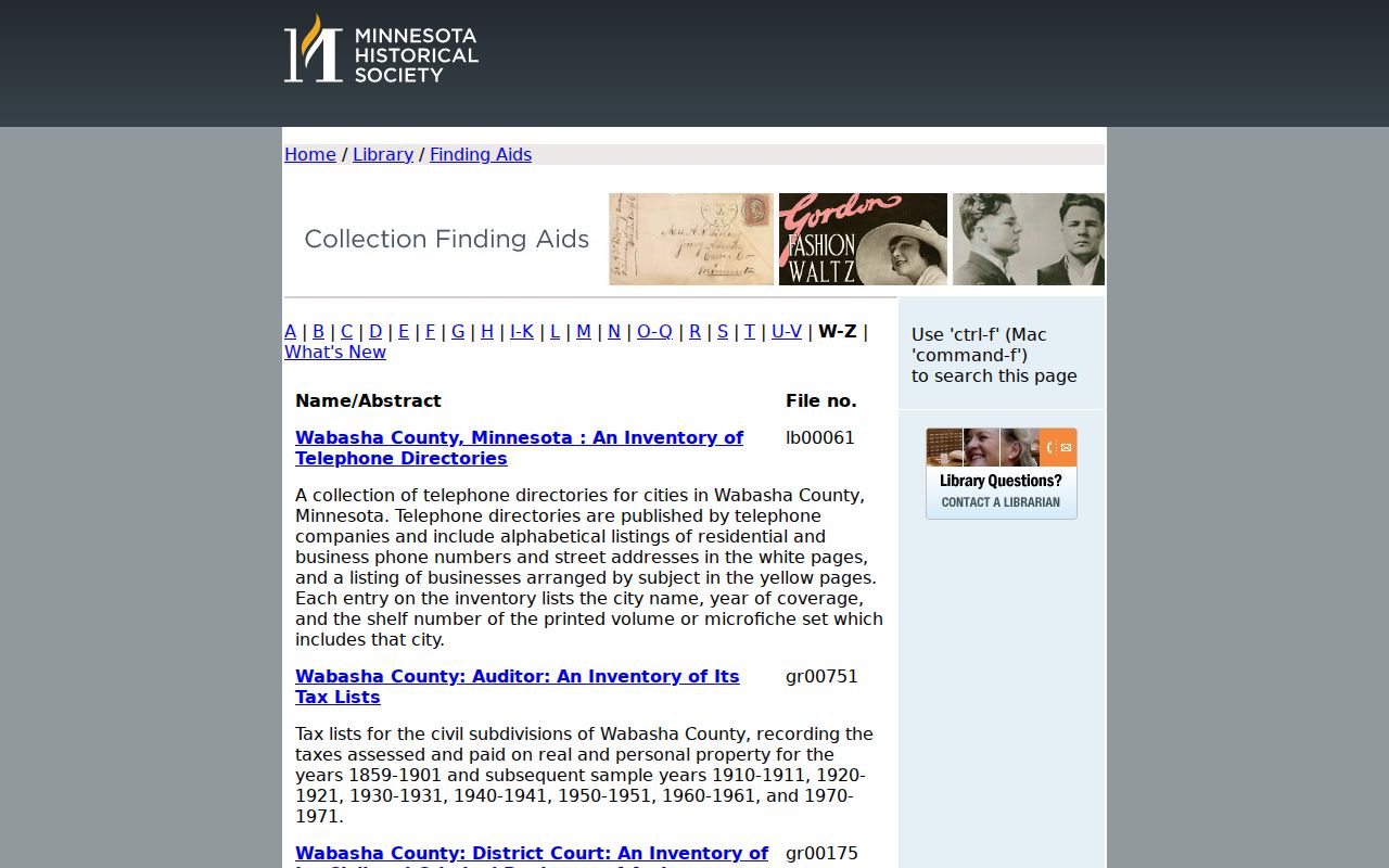 Forest Lake city directory archival research through Minnesota Historical Society finding aids