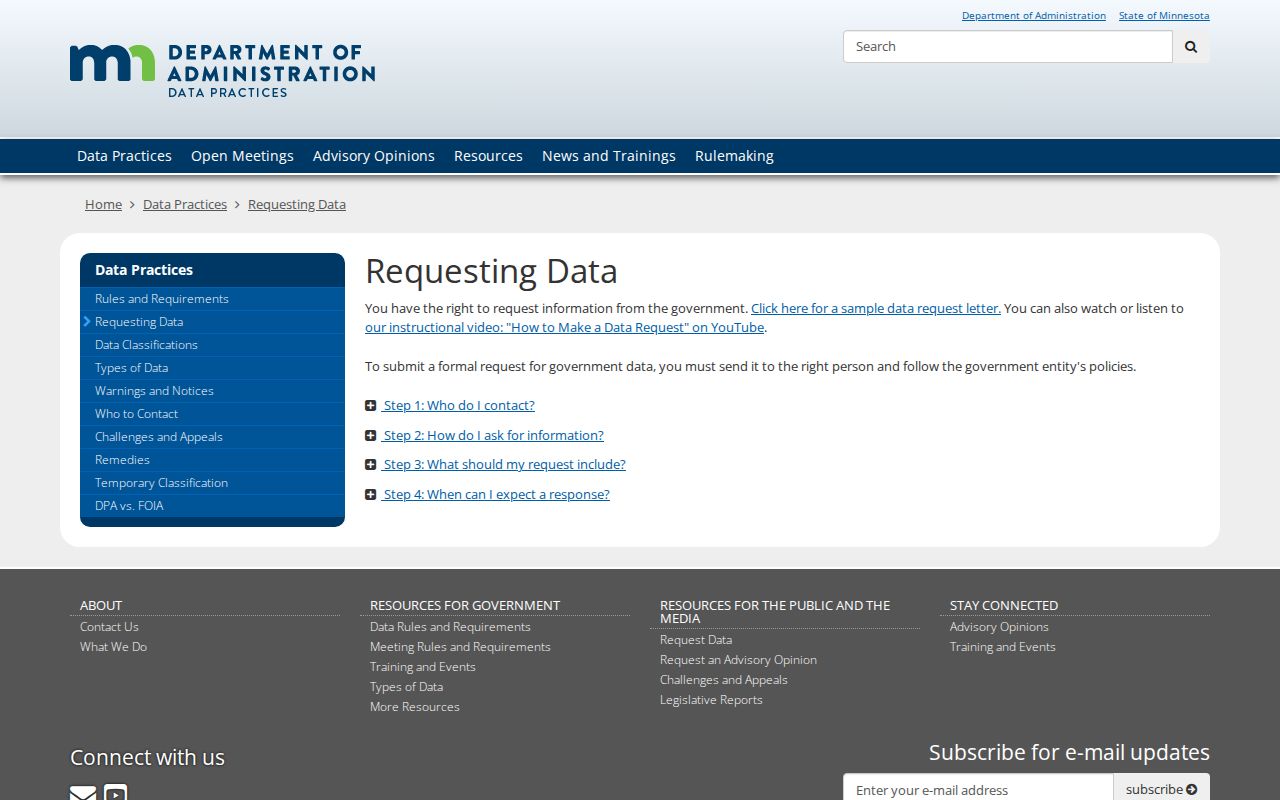 Forest Lake residents directory Minnesota public data request guidance
