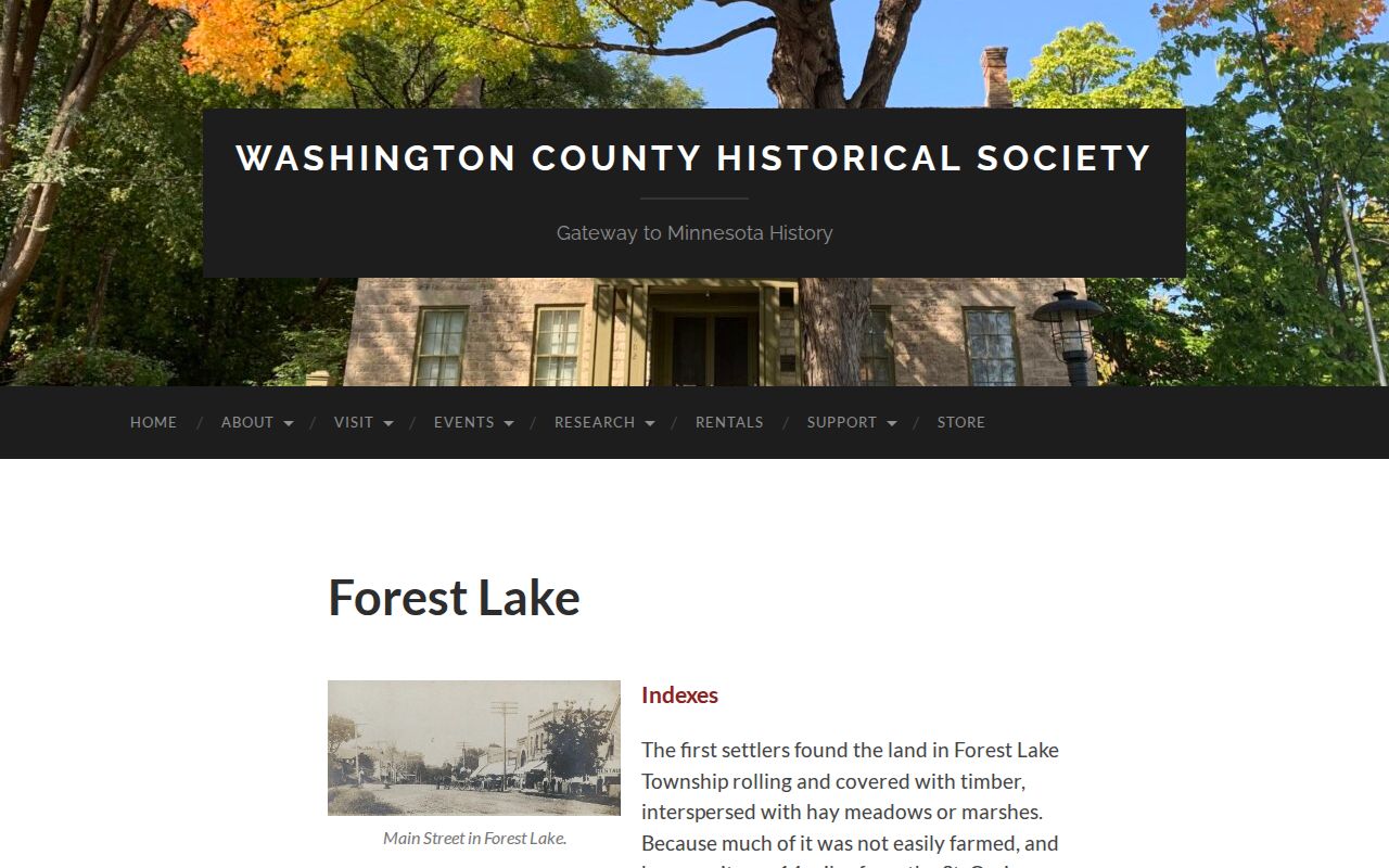 Forest Lake previous residents historical research in Washington County Historical Society collections